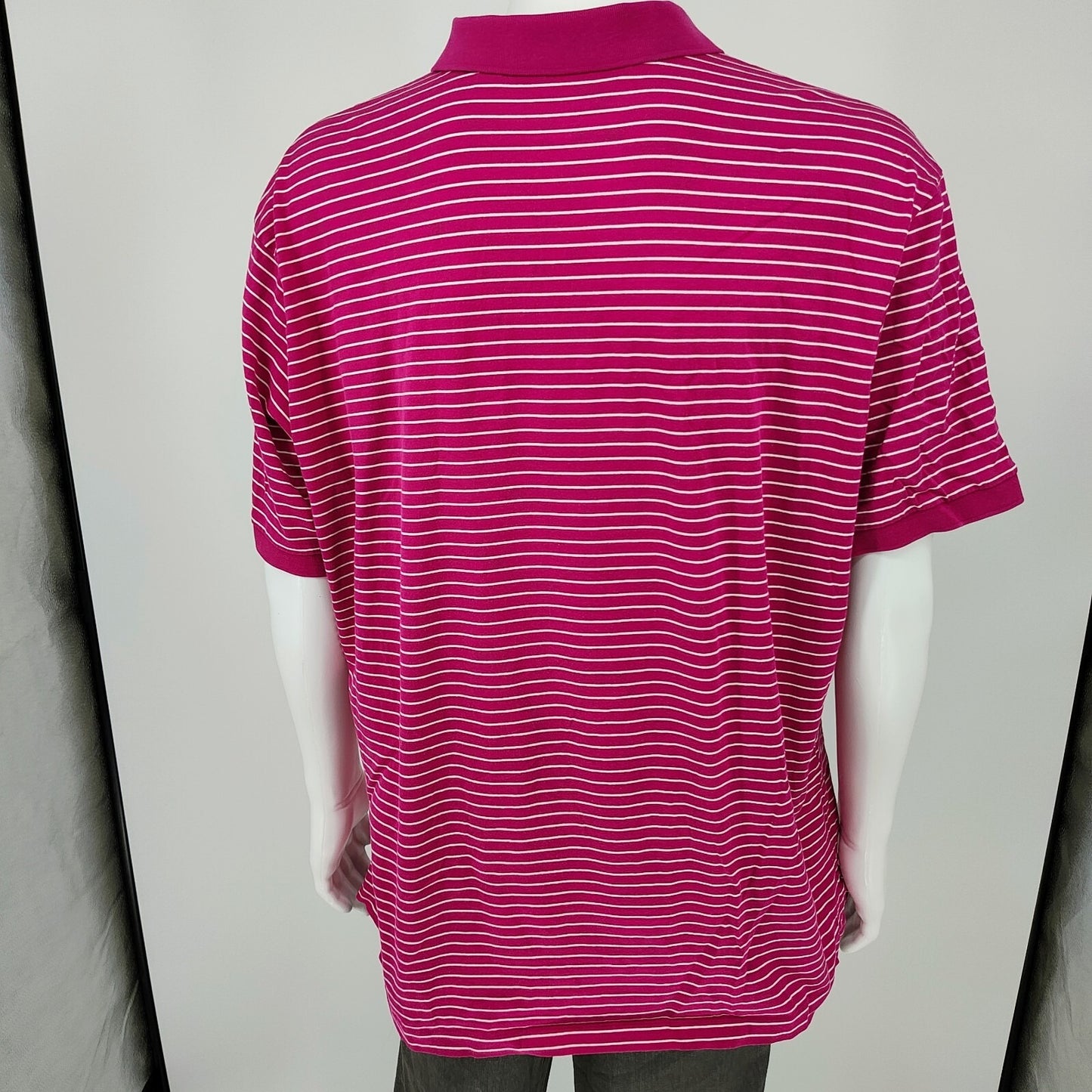 Polo Golf Ralph Lauren Pro Fit 100% Pima Cotton Pink Striped Polo (2XL)