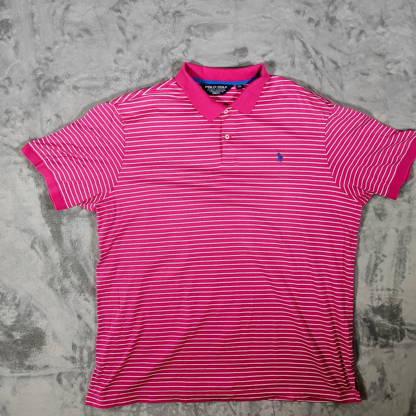Polo Golf Ralph Lauren Pro Fit 100% Pima Cotton Pink Striped Polo (2XL)