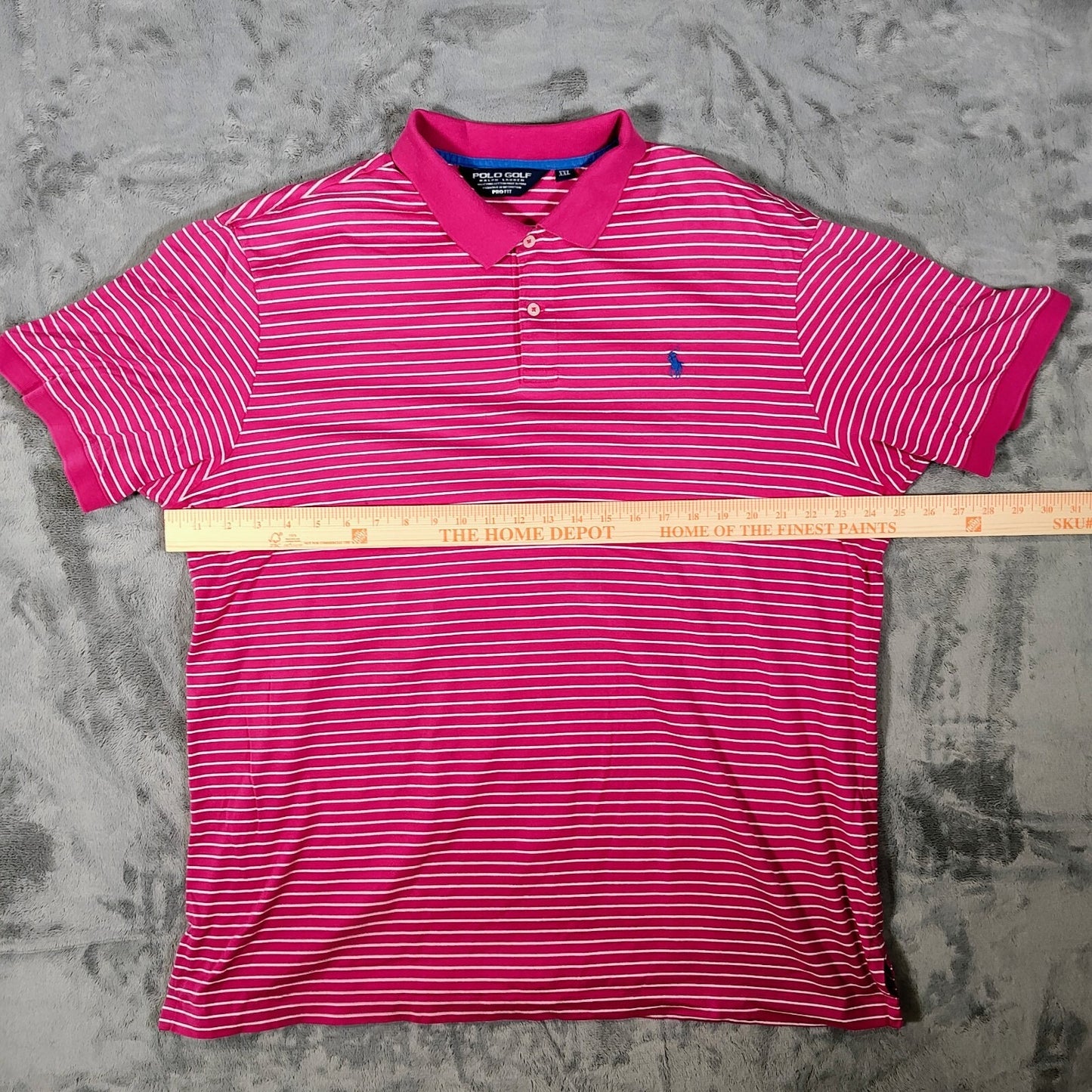 Polo Golf Ralph Lauren Pro Fit 100% Pima Cotton Pink Striped Polo (2XL)
