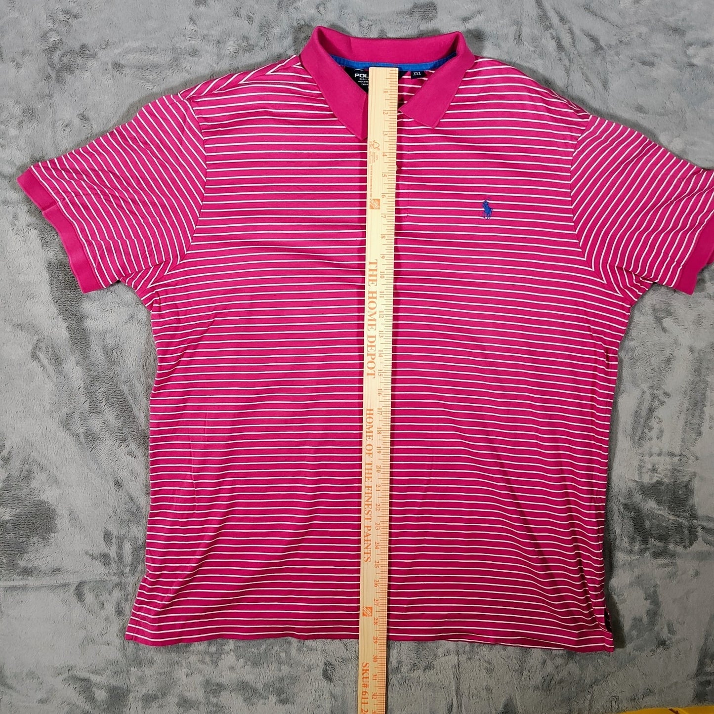 Polo Golf Ralph Lauren Pro Fit 100% Pima Cotton Pink Striped Polo (2XL)