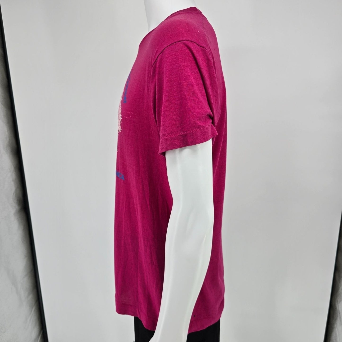 Thrashed Vintage 1980s Verdugo Hills Family YMCA Soft & Thin Magenta T-Shirt (L)