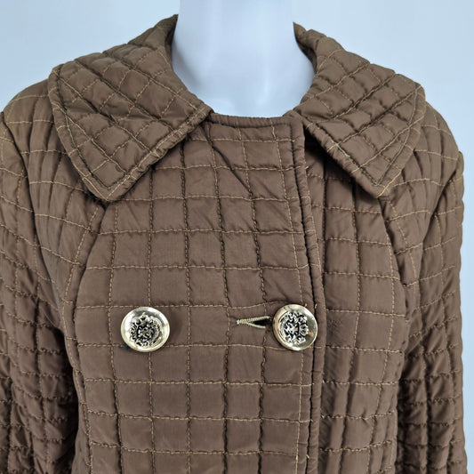Vintage 1960s Sportswear International Brown Quilted Double-Breasted Coat (M)