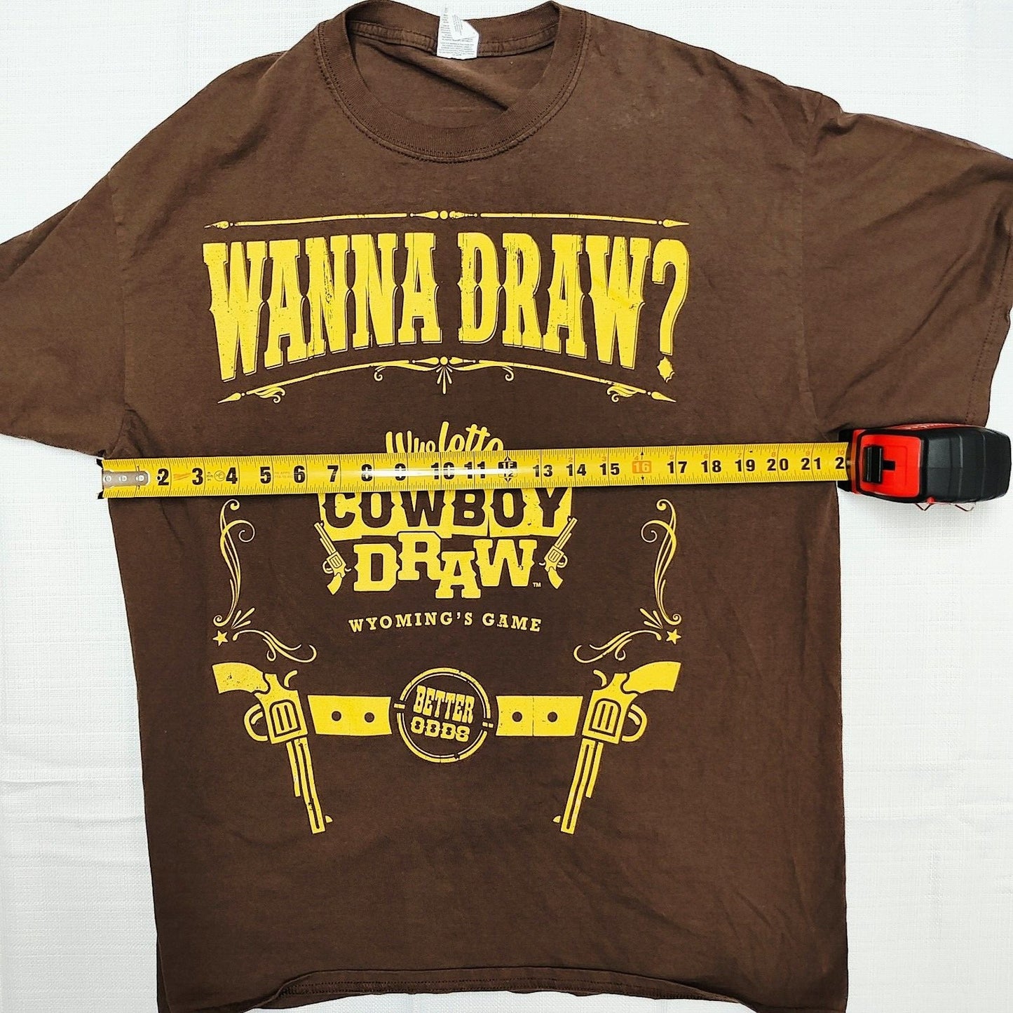 Wanna Draw? WyoLotto Cowboy Draw Wyoming's Game Better Odds T-Shirt (XL)