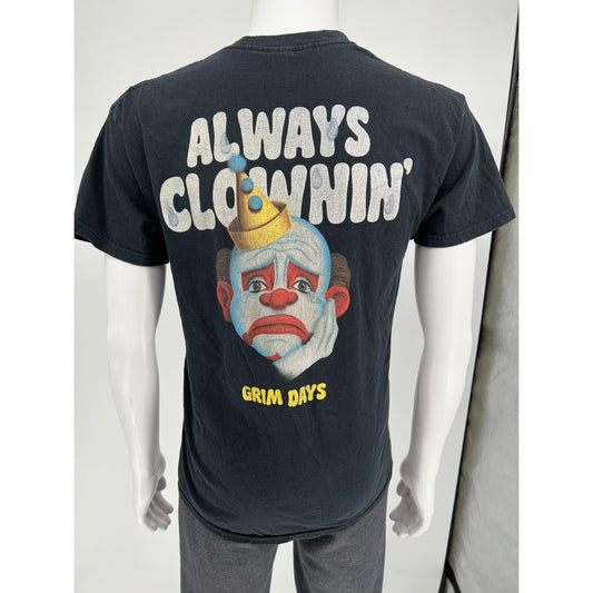 Grim Days "Always Clownin'" Black Graphic T-Shirt (Large)