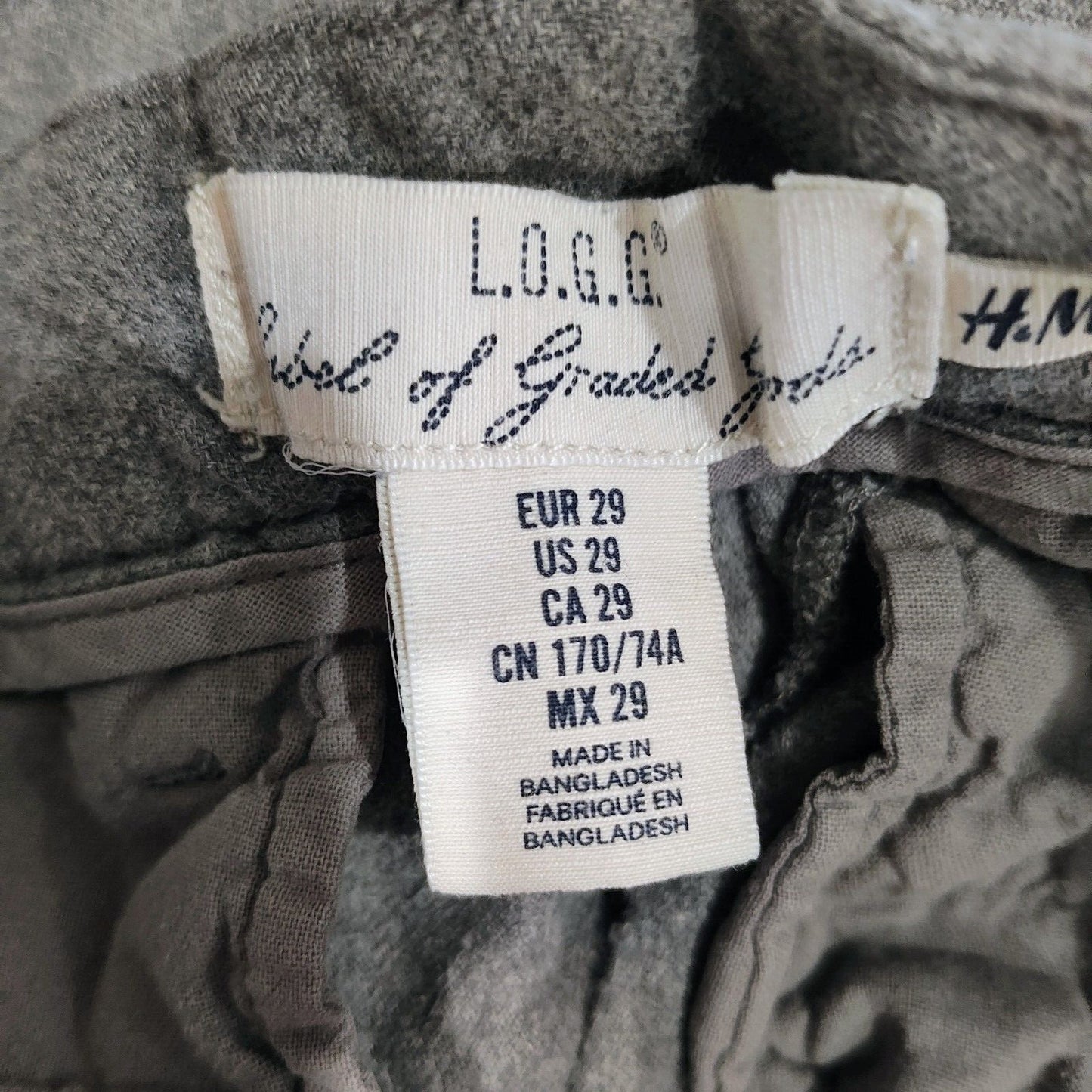 Label of Graded Goods L.O.G.G. H&M Men's Grey Chino Pants (29x27)