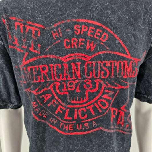 Distressed Affliction American Customs Made in USA ACMC 73 Graphic T-Shirt (3XL)