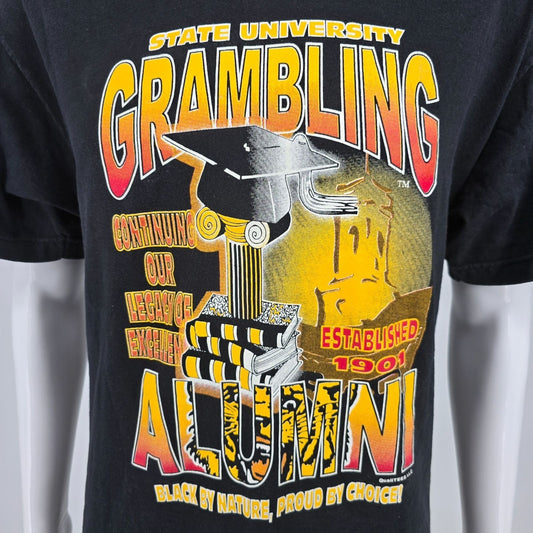 2000s Alstyle Grambling State University Alumni HBCU Black Graphic T-Shirt (M/L)