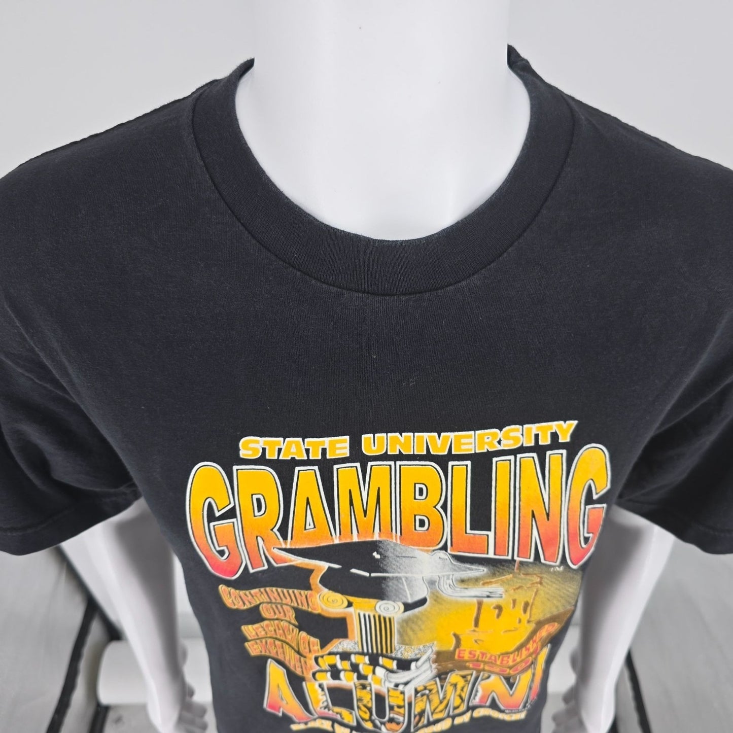2000s Alstyle Grambling State University Alumni HBCU Black Graphic T-Shirt (M/L)