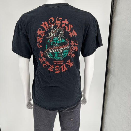 Black Franchise Los Angeles "The World is Yours" Dragon Graphic T-Shirt (Large)