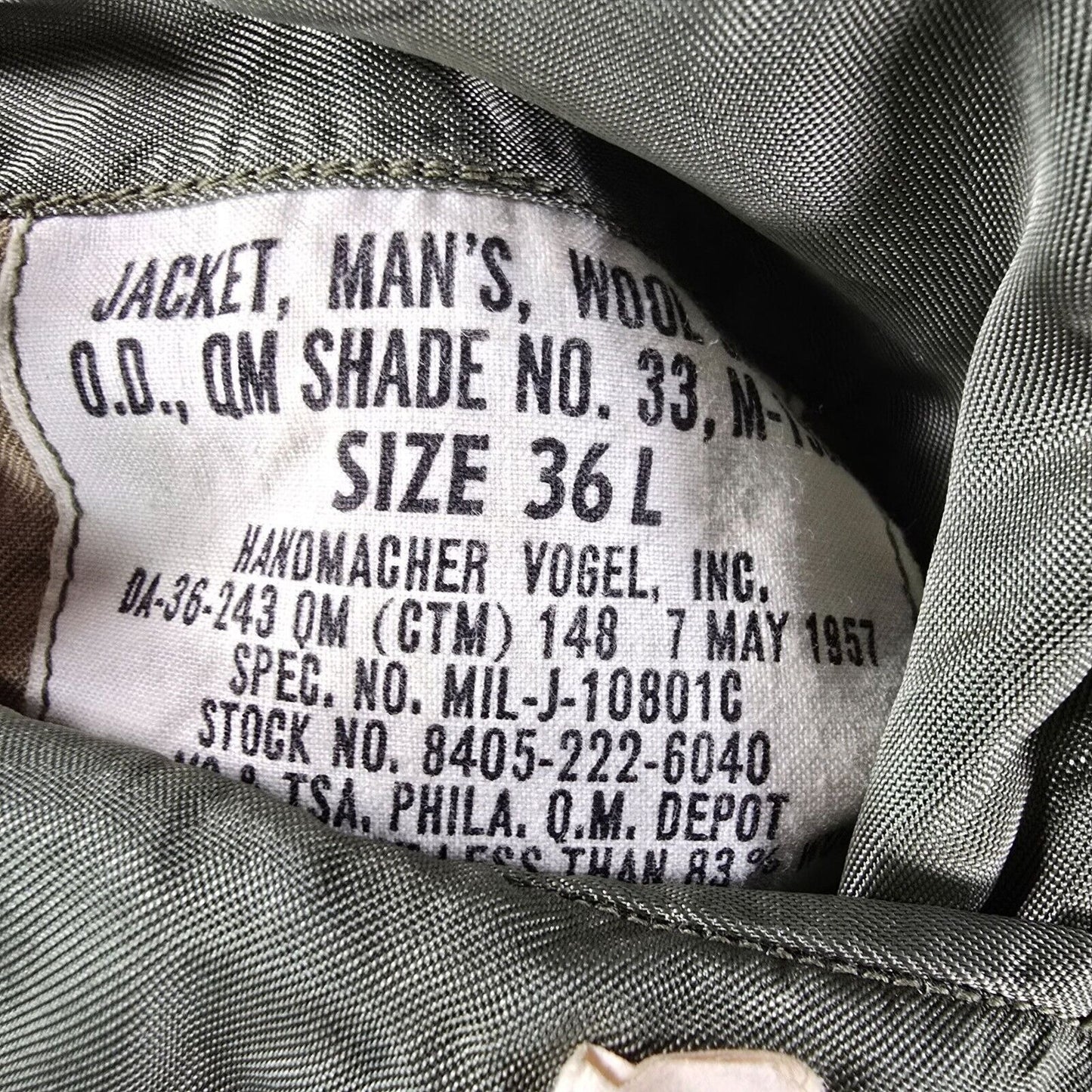Vintage U.S. Army 1950s Handmacher Vogel Wool Serge "Ike" Jacket (36L)