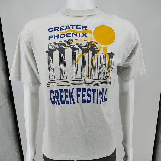 Vintage 1990s Single Stitch Greater Phoenix Greek Festival T-Shirt (L) -Thrashed