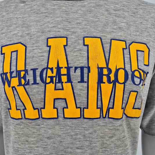 Vintage 1980s Bike Athletic Heather Gray Rams Weight Room T-Shirt (XL)