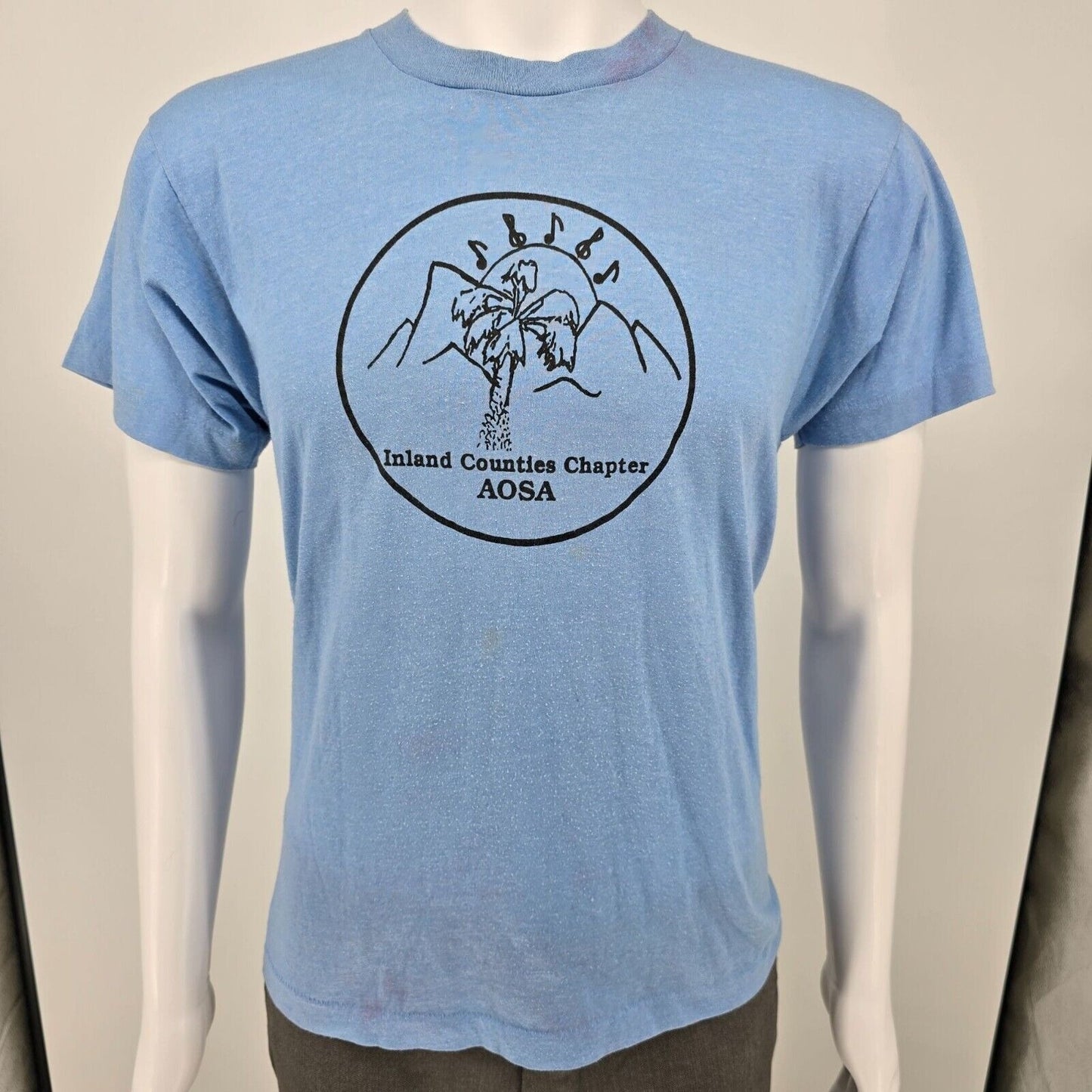 Vintage 1980s Blue Screen Stars Inland Counties Chapter AOSA T-Shirt (M)
