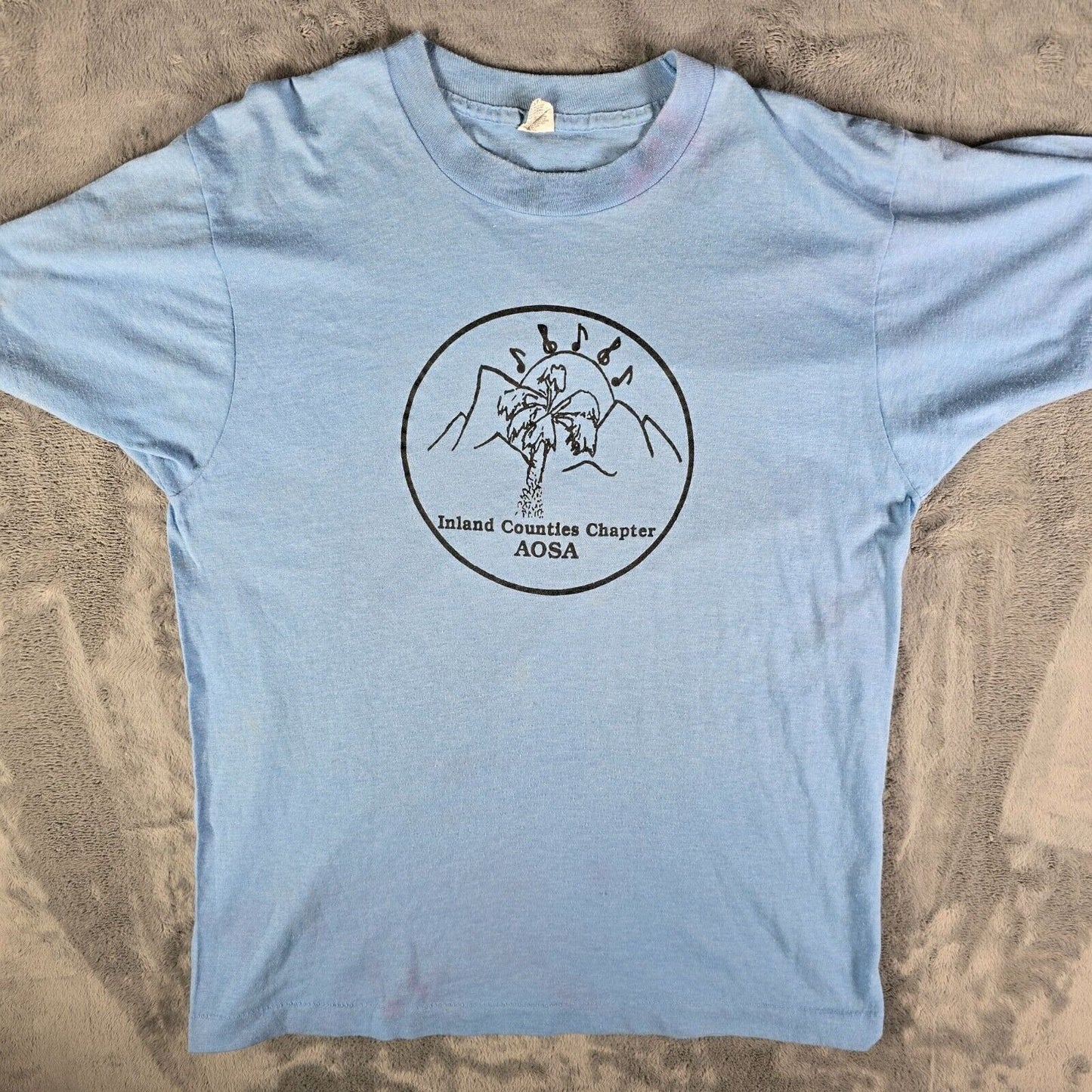 Vintage 1980s Blue Screen Stars Inland Counties Chapter AOSA T-Shirt (M)