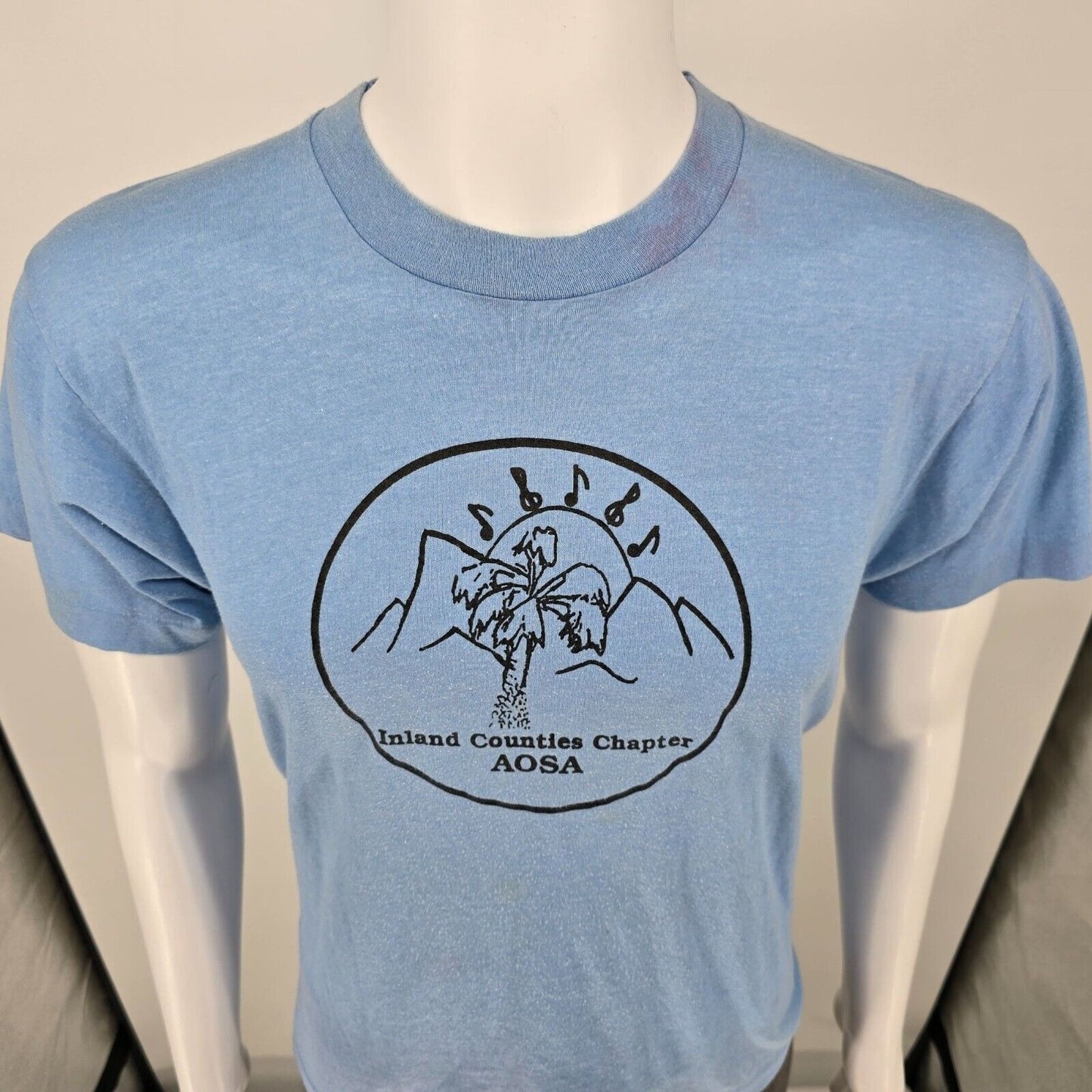 Vintage 1980s Blue Screen Stars Inland Counties Chapter AOSA T-Shirt (M)