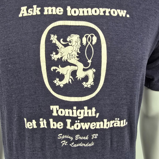 Distressed Vintage 1982 Ft. Lauderdale Spring Break Löwenbräu Logo T-Shirt (M)
