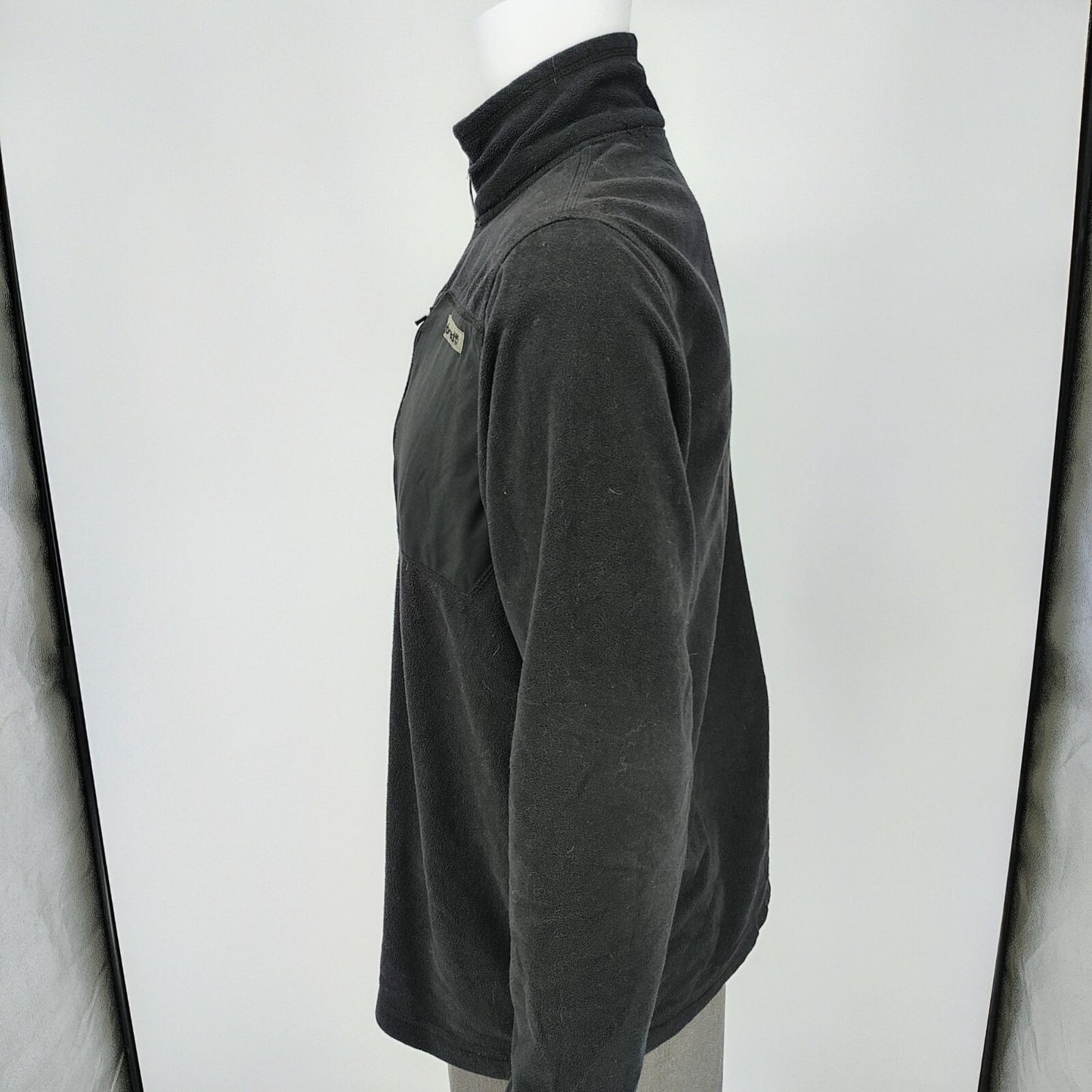 Timberland Mens Black and Gray Quarter Zip Fleece Pullover Jacket (Medium)
