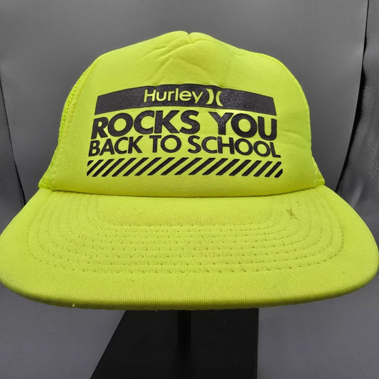 Distressed Hurley Rocks You Back To School Concert 2010 Neon Yellow Trucker Hat