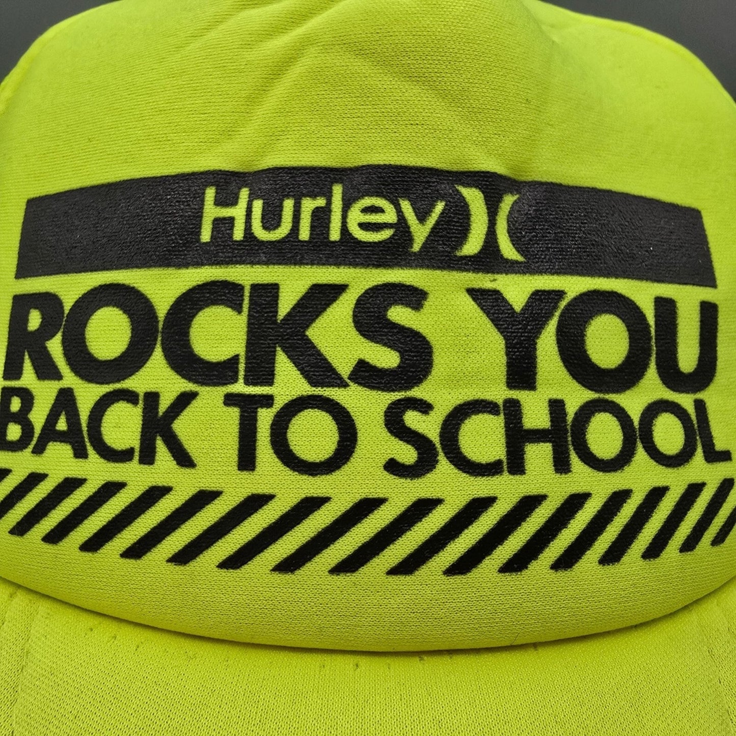 Distressed Hurley Rocks You Back To School Concert 2010 Neon Yellow Trucker Hat