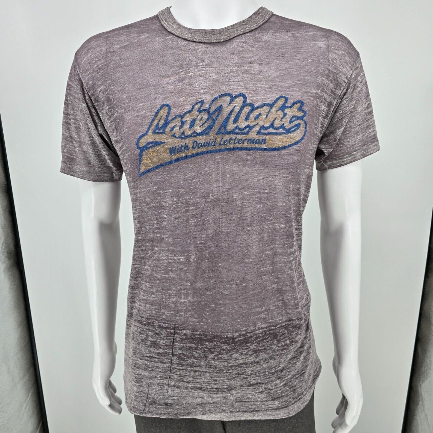 Thrashed Vintage 1980s Paper Thin "Late Night with David Letterman" T-Shirt (M)
