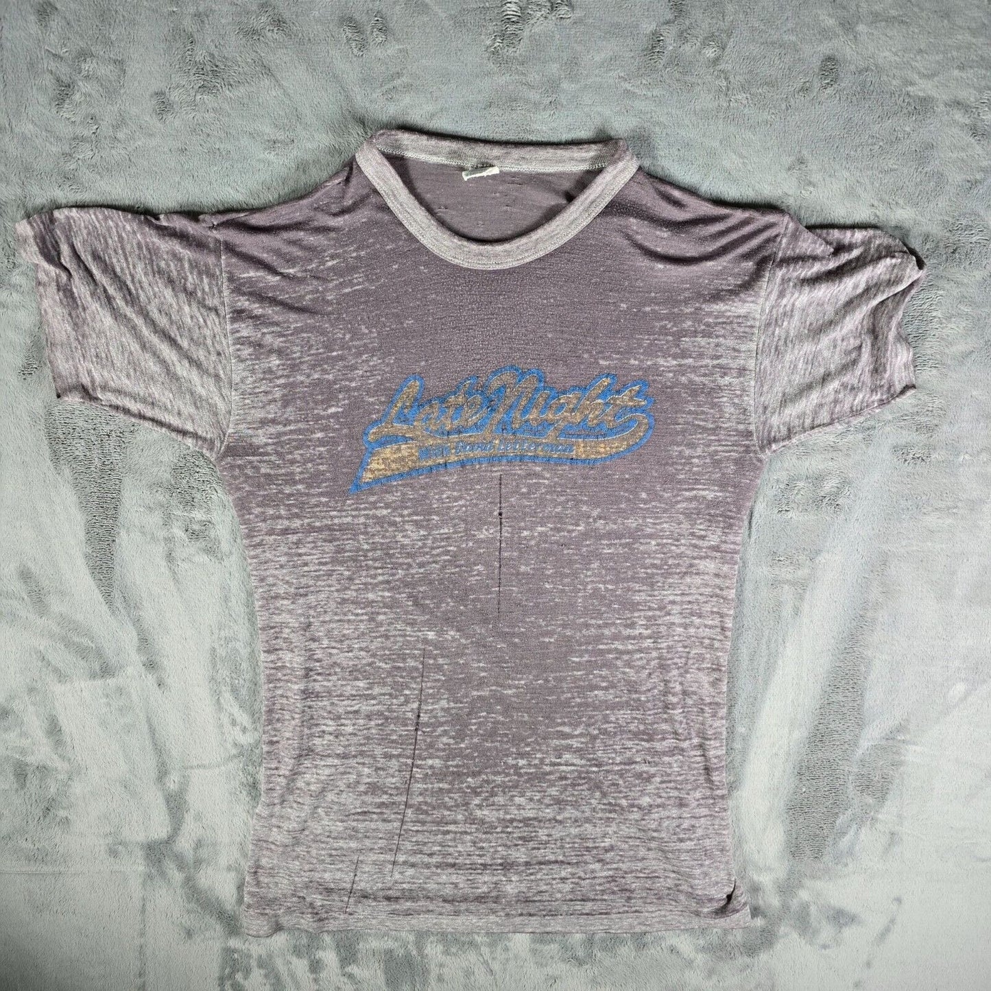 Thrashed Vintage 1980s Paper Thin "Late Night with David Letterman" T-Shirt (M)