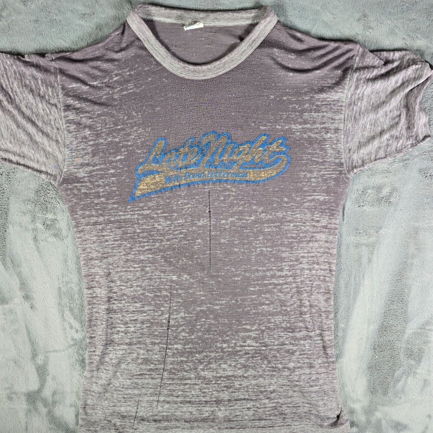 Thrashed Vintage 1980s Paper Thin "Late Night with David Letterman" T-Shirt (M)