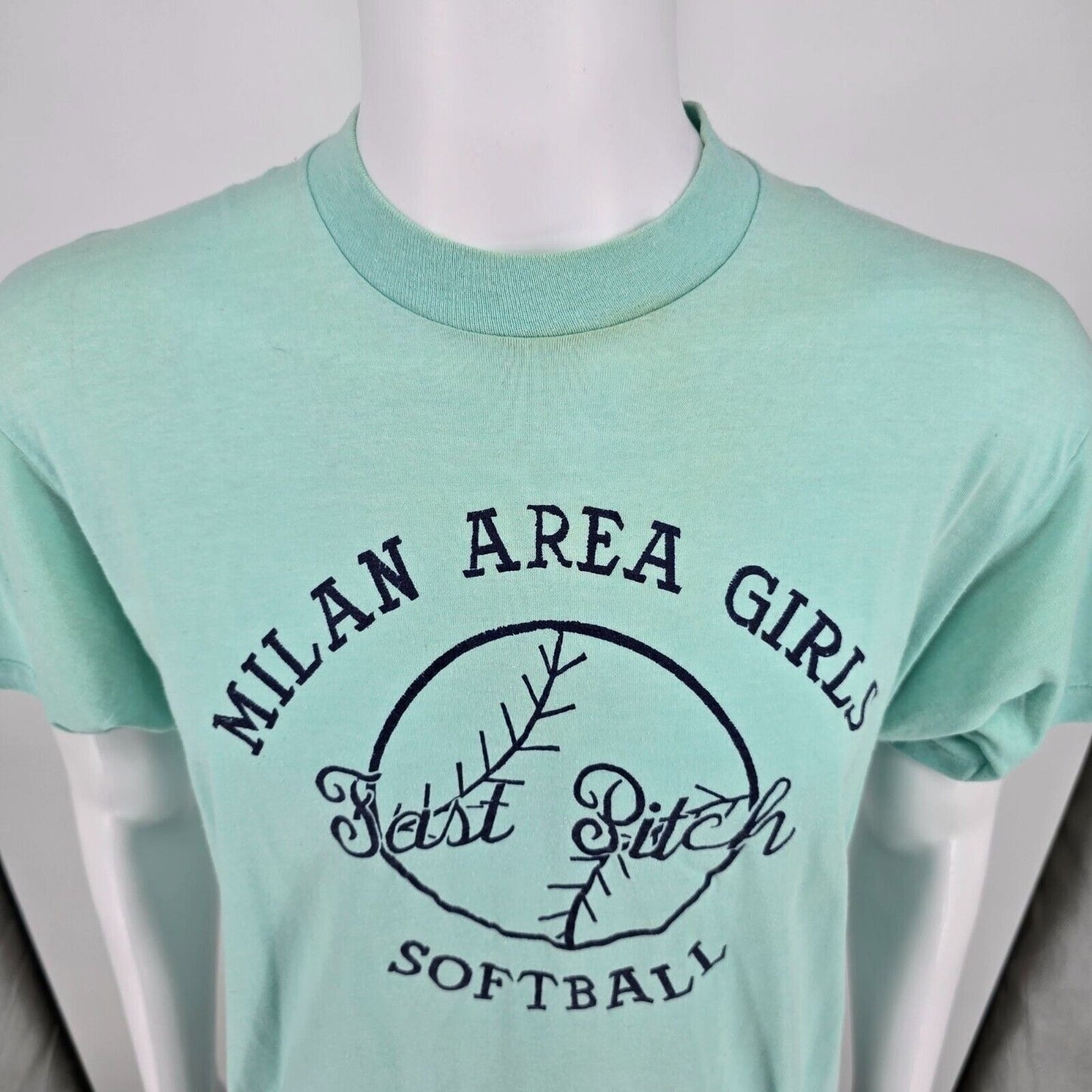 Vintage 1980s Screen Stars Milan Area Girls Fast Pitch Softball T-Shirt (M)
