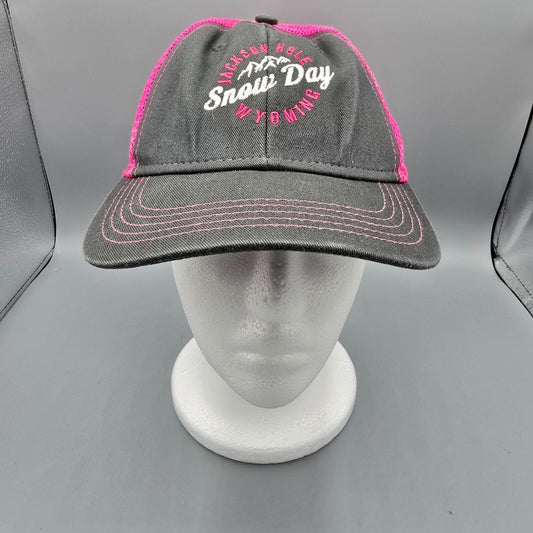 Jackson Hole Snow Day Wyoming '14 Gray and Pink Ouray Youth Sideline Mesh Cap
