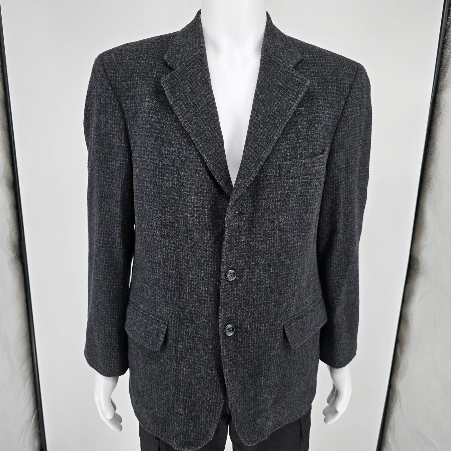 Vintage Y2K Barrington Wool/Camelhair Blend Textured Charcoal Sports Coat (40S)