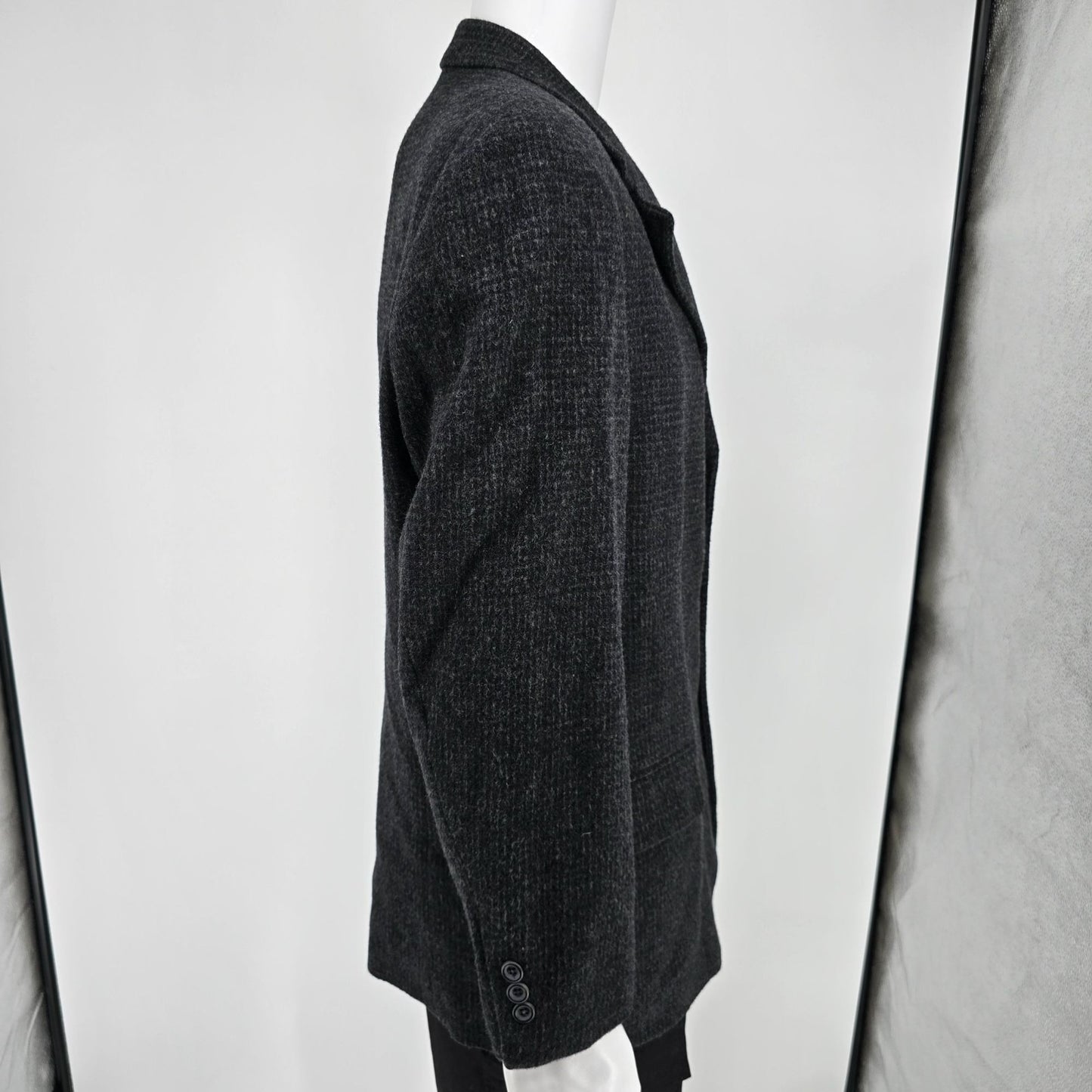 Vintage Y2K Barrington Wool/Camelhair Blend Textured Charcoal Sports Coat (40S)