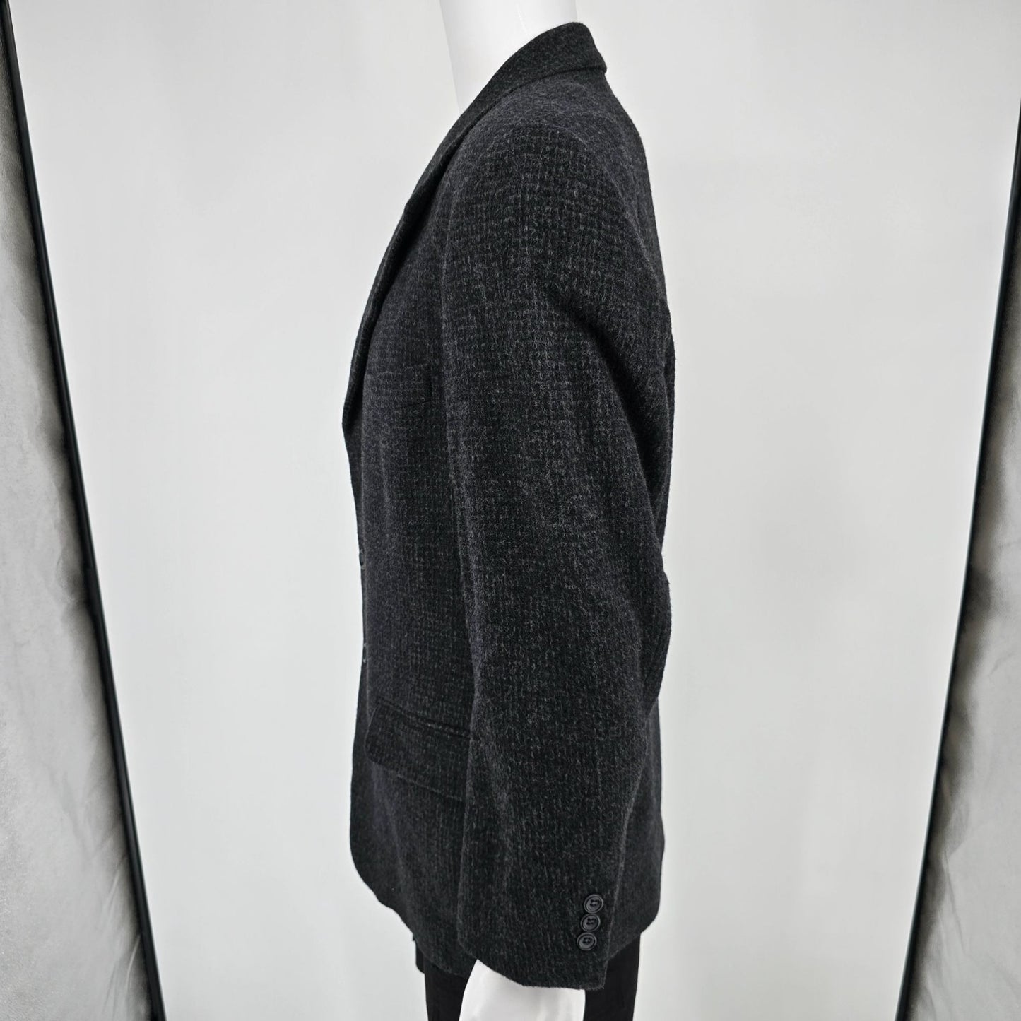 Vintage Y2K Barrington Wool/Camelhair Blend Textured Charcoal Sports Coat (40S)