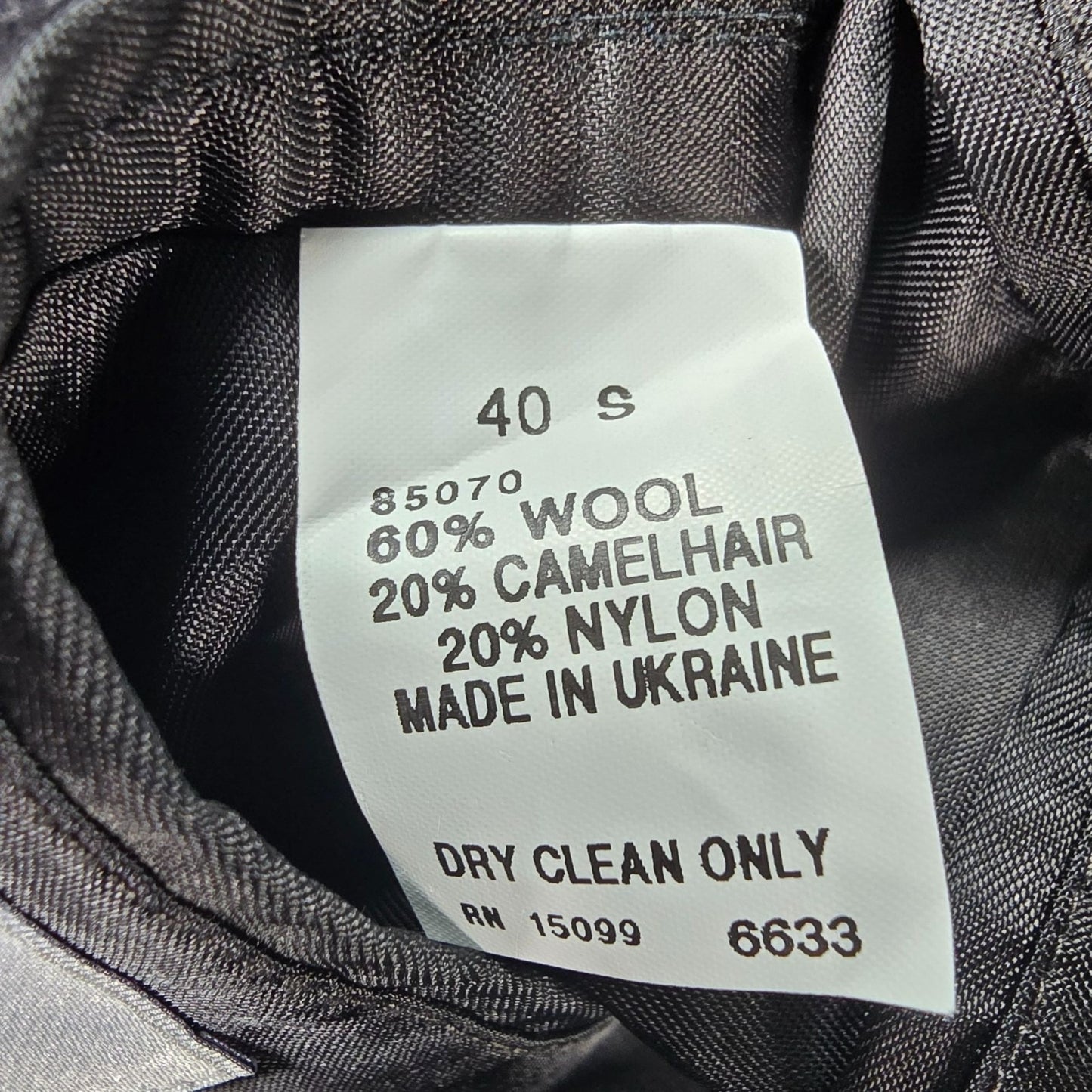 Vintage Y2K Barrington Wool/Camelhair Blend Textured Charcoal Sports Coat (40S)