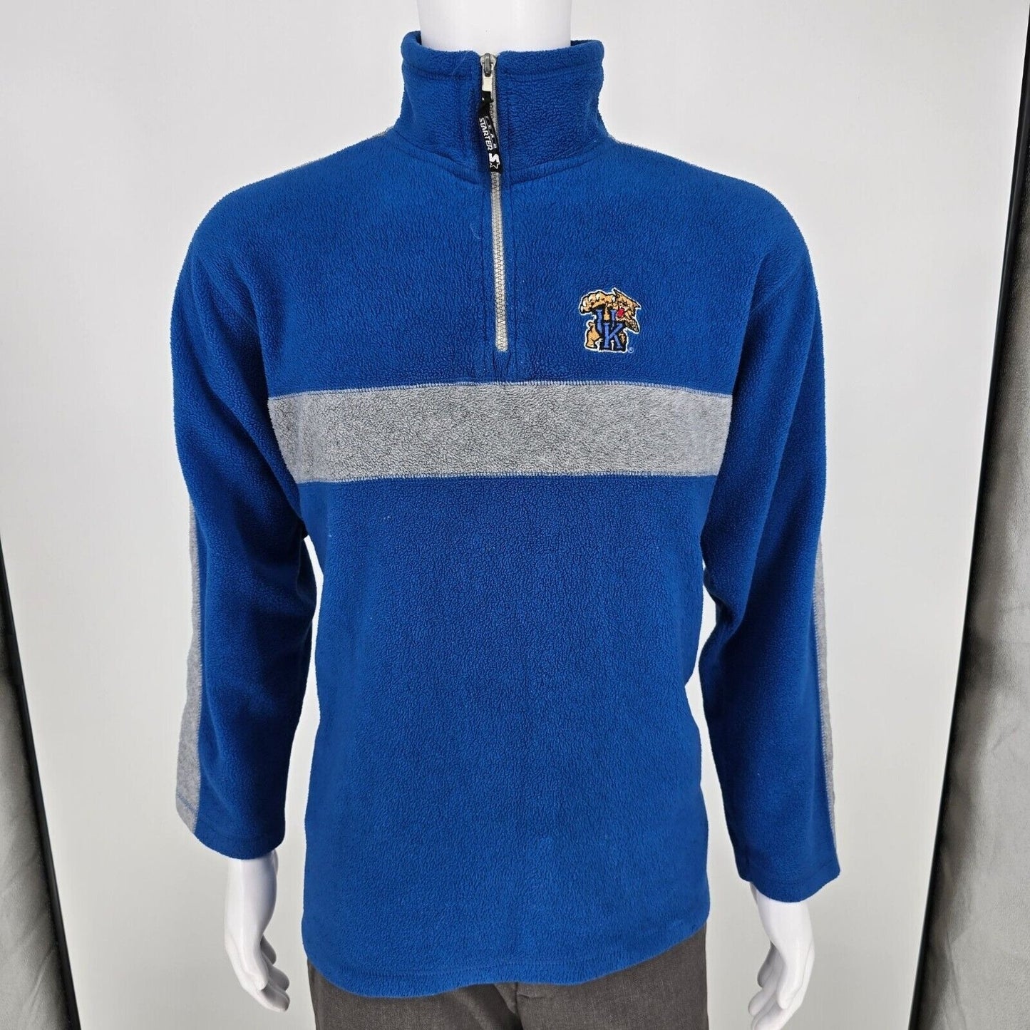 Vintage Y2K Kentucky Wildcats Blue 1/4 Zip Pullover Fleece Starter Jacket (M)