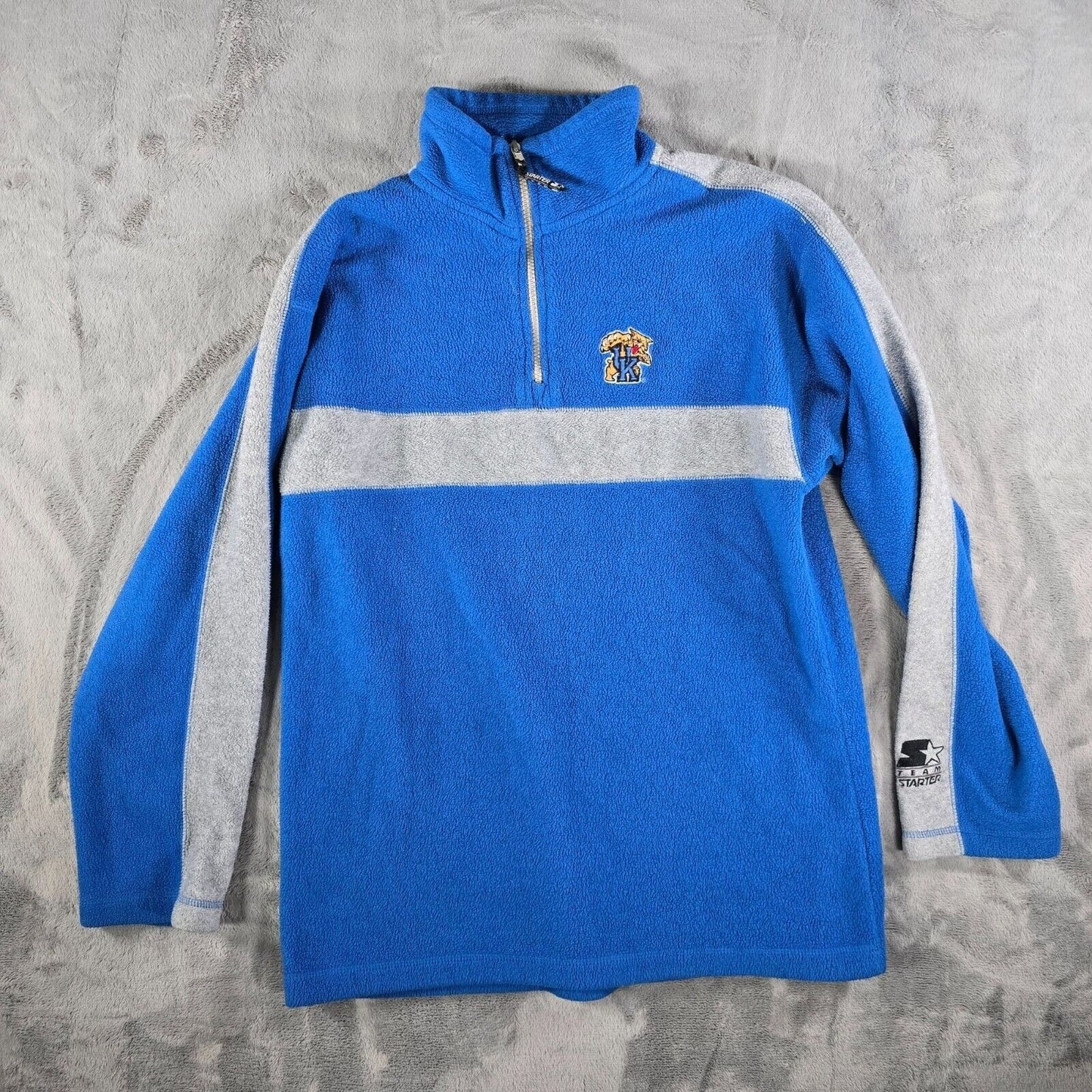 Vintage Y2K Kentucky Wildcats Blue 1/4 Zip Pullover Fleece Starter Jacket (M)