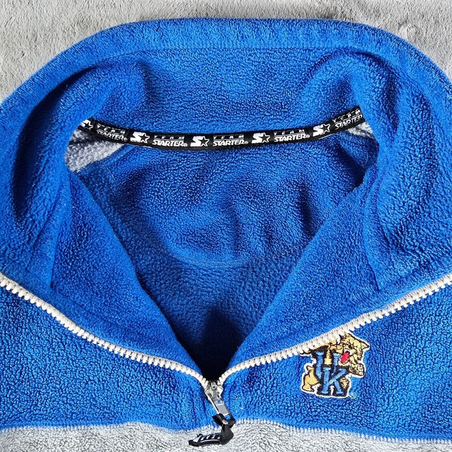 Vintage Y2K Kentucky Wildcats Blue 1/4 Zip Pullover Fleece Starter Jacket (M)