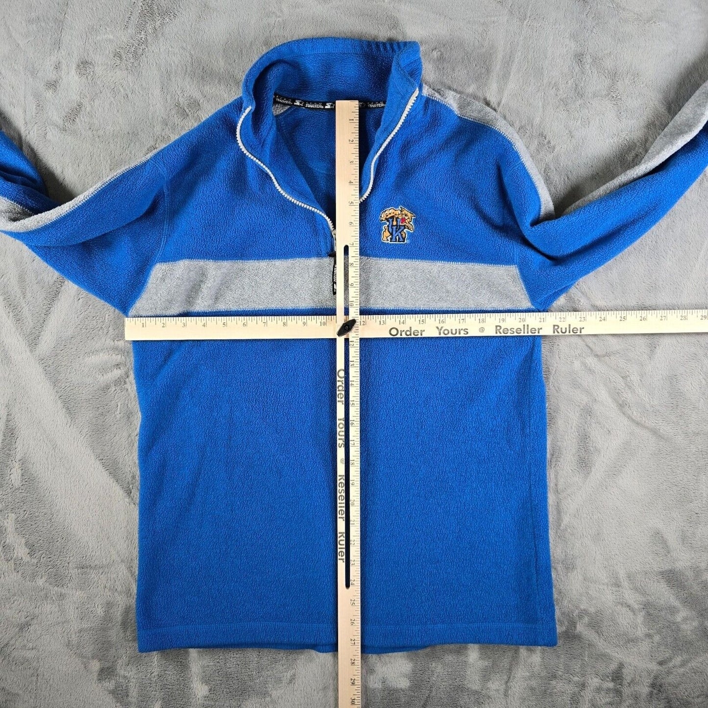 Vintage Y2K Kentucky Wildcats Blue 1/4 Zip Pullover Fleece Starter Jacket (M)