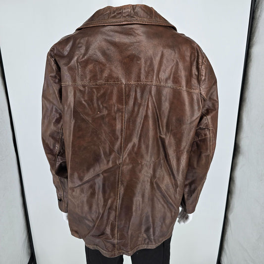 Vintage 1970s di Firenze for David Allan Brown Leather Car Coat (XL) *Flaw