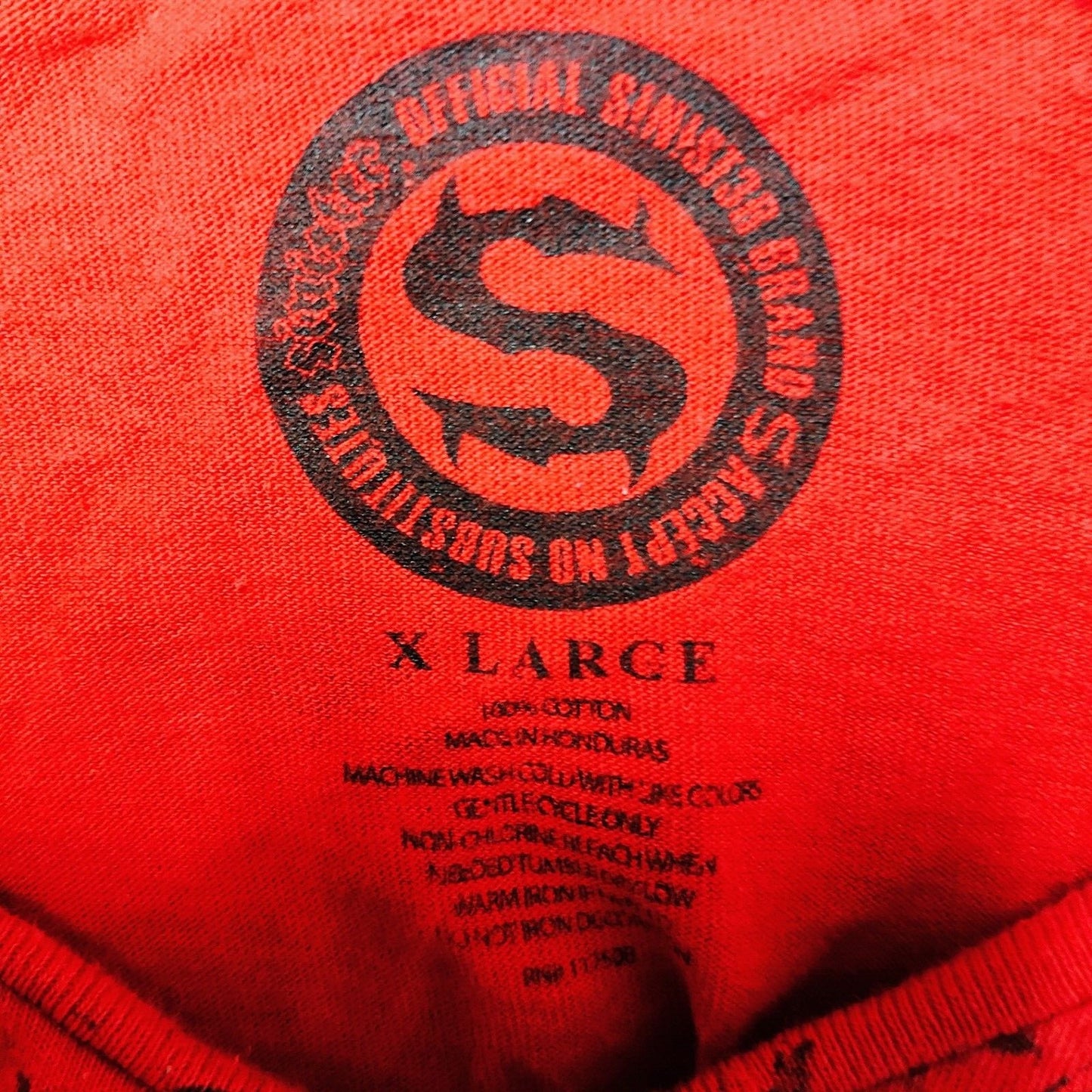 Sinister Brand Y2K Style MMA All Over Print Red Skull Graphic T-Shirt (XL)