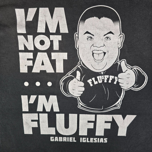 Distressed 2010s Gabriel Iglesias "I'm Not Fat... I'm Fluffy" Black T-Shirt (4XL)