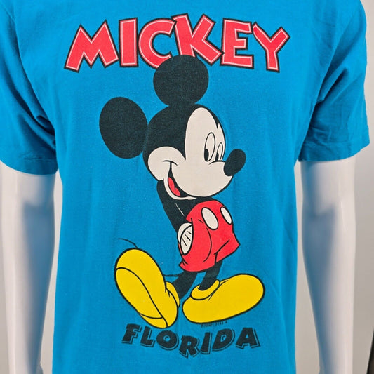 Vintage Y2K Disney Mickey Mouse Florida Blue Single Stitch T-Shirt (M/L)