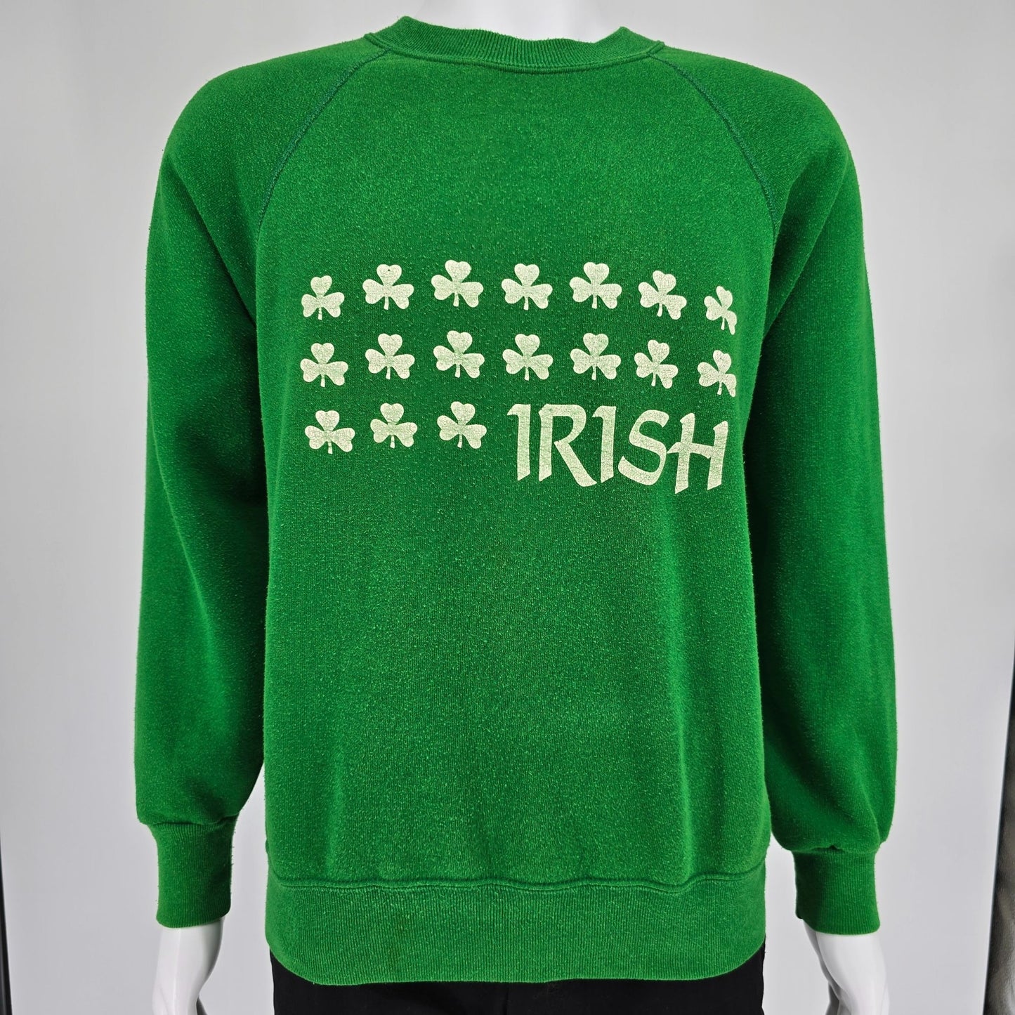 Vintage 1980s Soffe Sweats Made in USA Green Irish Shamrock Sweatshirt (XL)
