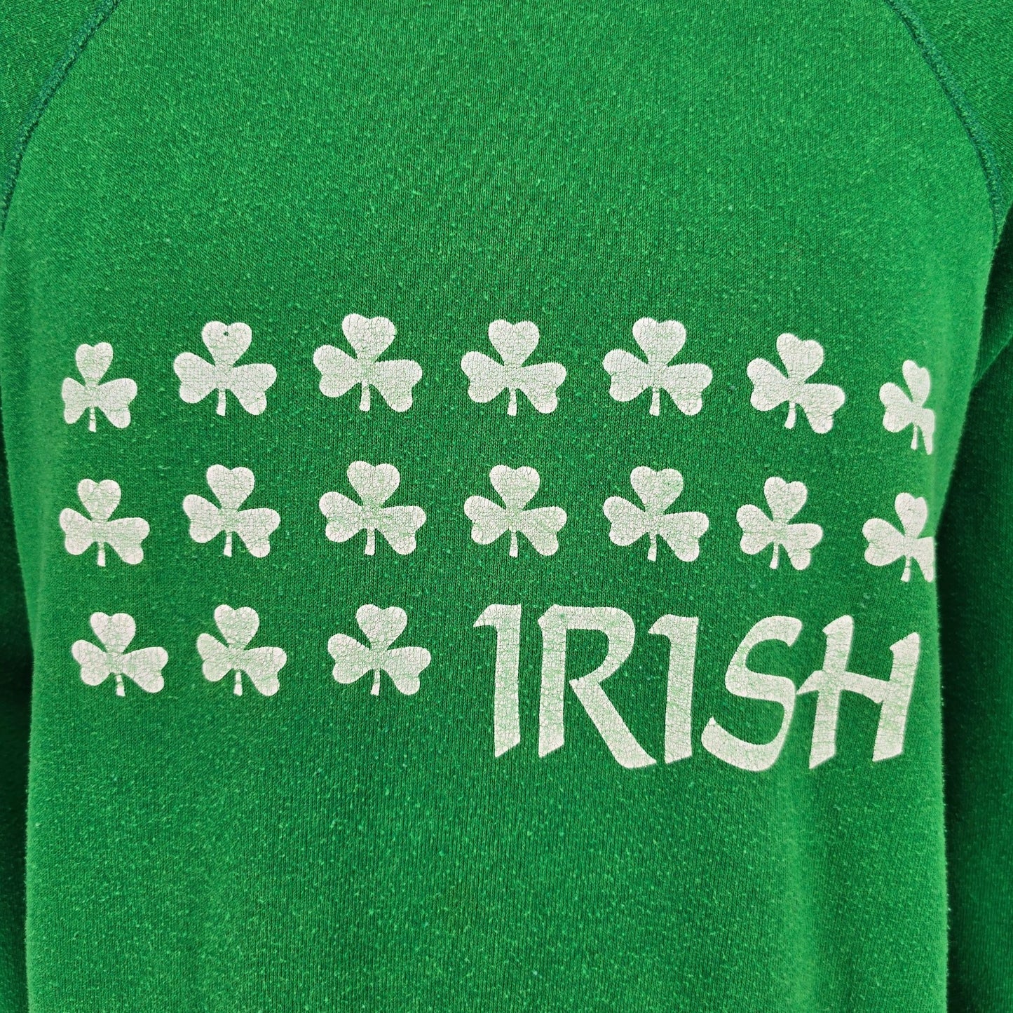 Vintage 1980s Soffe Sweats Made in USA Green Irish Shamrock Sweatshirt (XL)