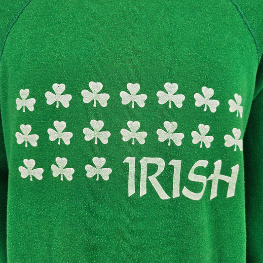 Vintage 1980s Soffe Sweats Made in USA Green Irish Shamrock Sweatshirt (XL)