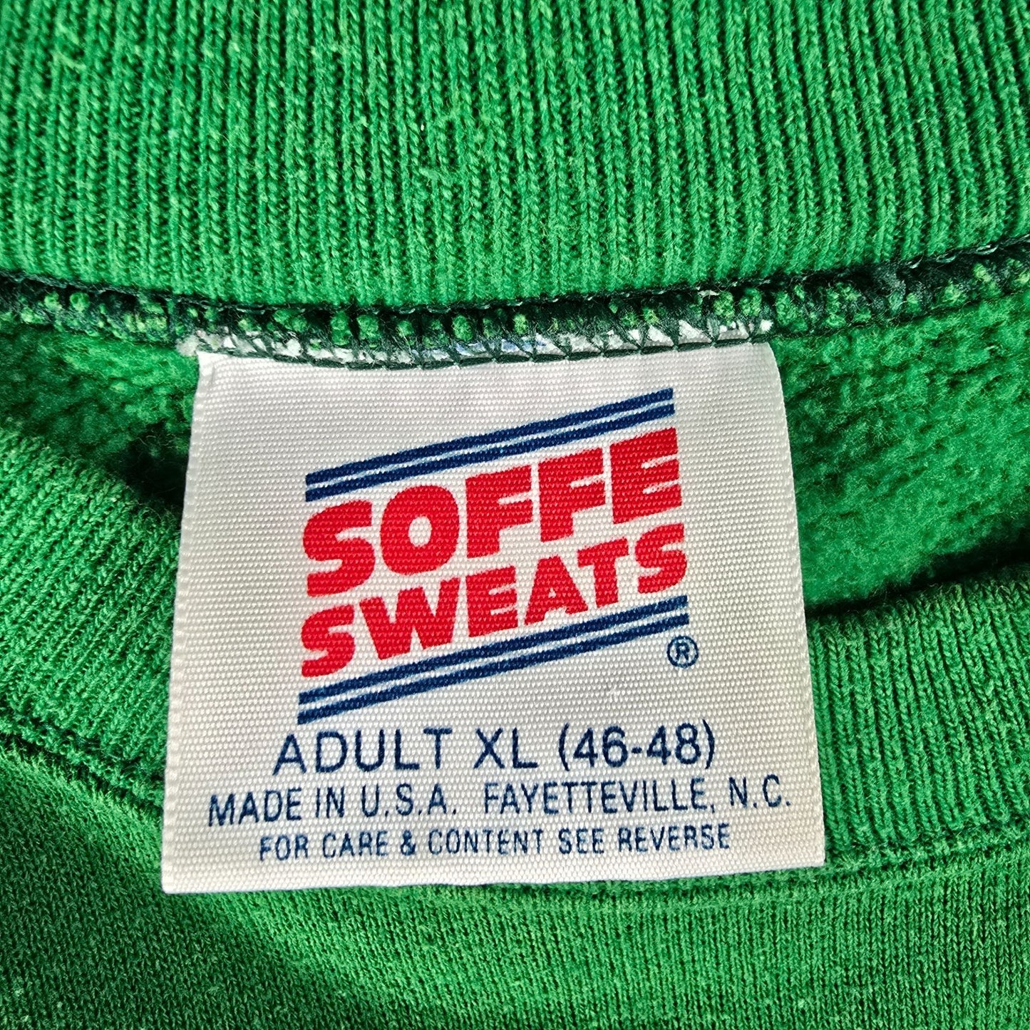 Vintage 1980s Soffe Sweats Made in USA Green Irish Shamrock Sweatshirt (XL)