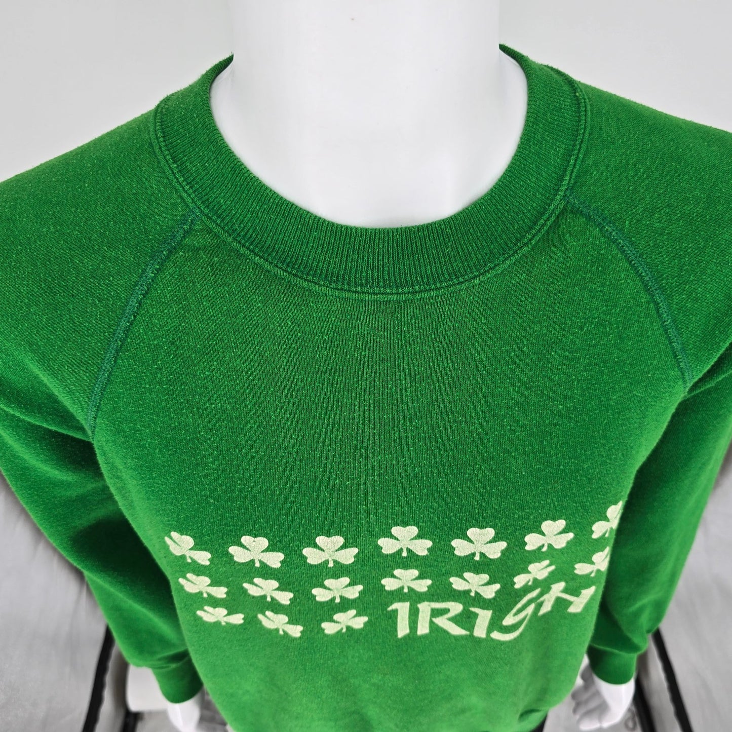 Vintage 1980s Soffe Sweats Made in USA Green Irish Shamrock Sweatshirt (XL)