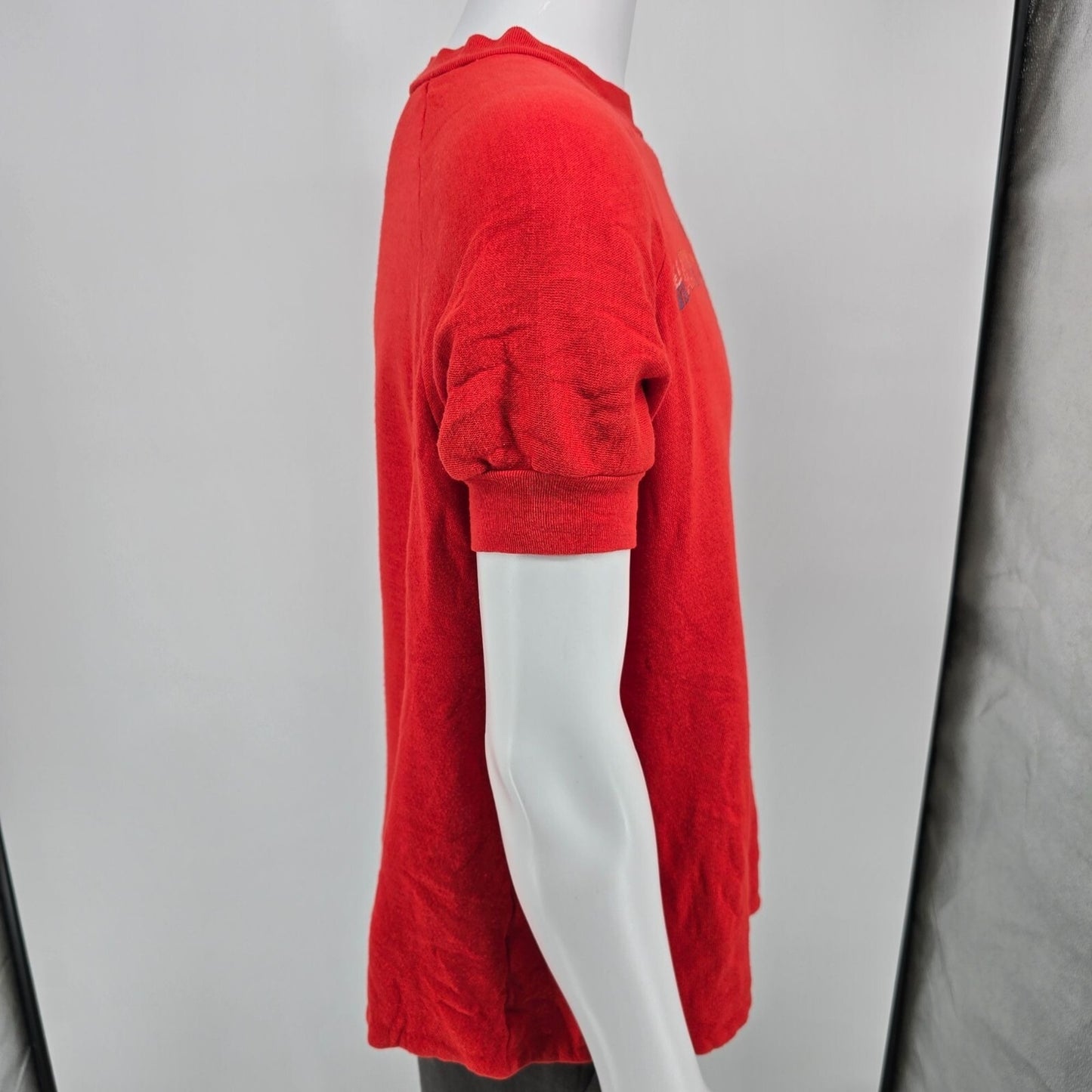 Vintage 1970s "I Should Have Been Jogging" Red Short-Sleeve Sweatshirt (XL)