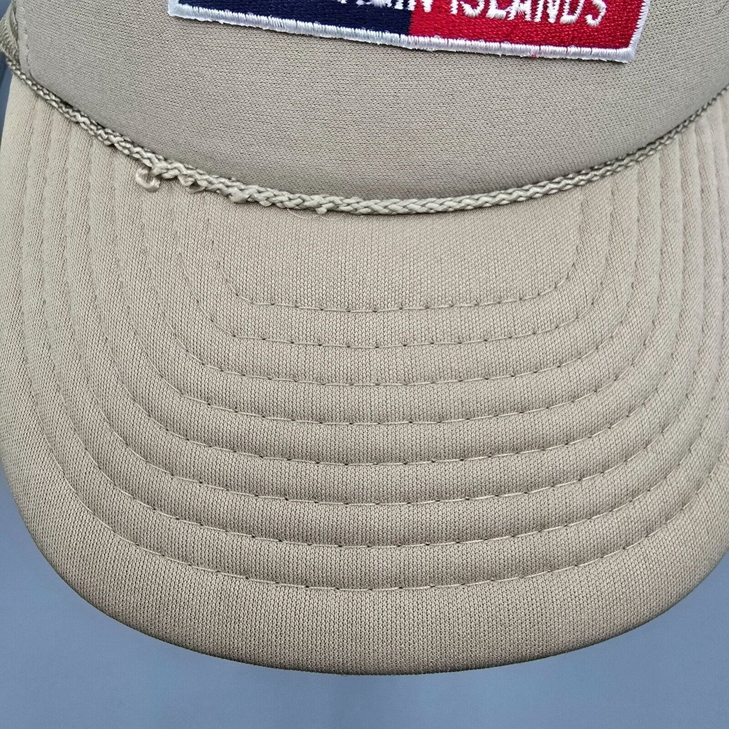 Vintage St. Thomas U.S. Virgin Islands Flag Patch Beige Nissun Cap Trucker Hat