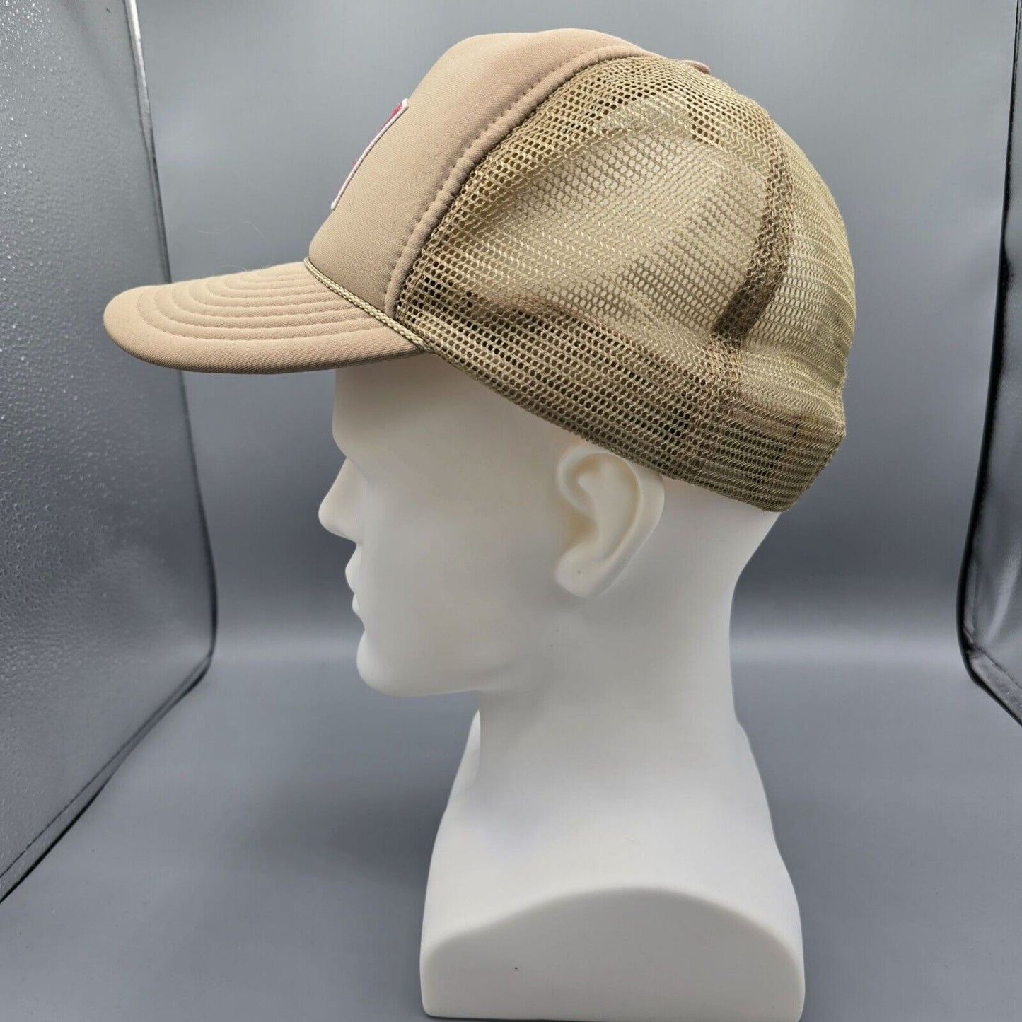 Vintage St. Thomas U.S. Virgin Islands Flag Patch Beige Nissun Cap Trucker Hat