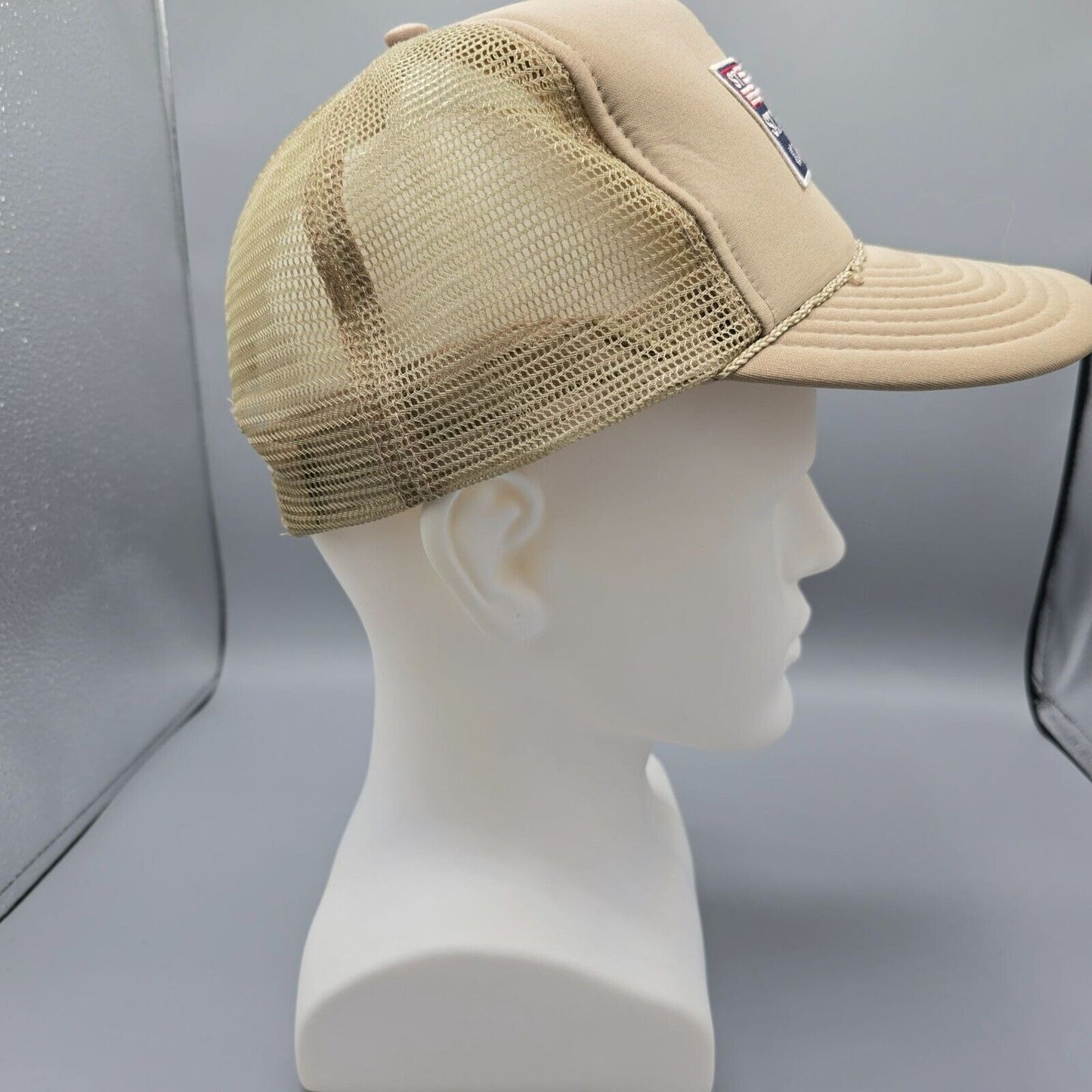 Vintage St. Thomas U.S. Virgin Islands Flag Patch Beige Nissun Cap Trucker Hat