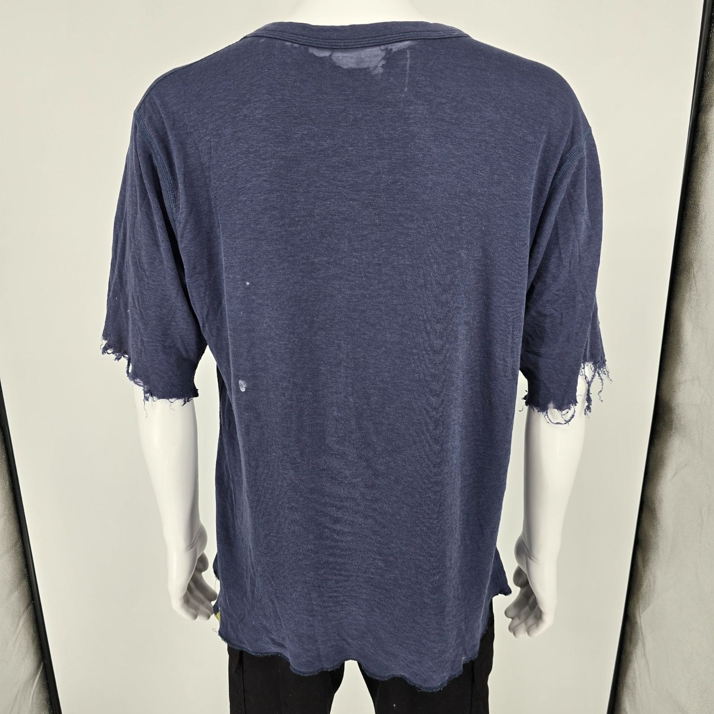 Thrashed Duofold Navy Blue Merino Wool/Nylon Blend Dual Layer Thermal Top (L/XL)